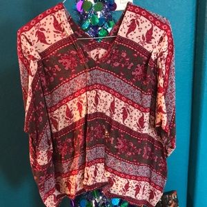 Poncho with Aztec design